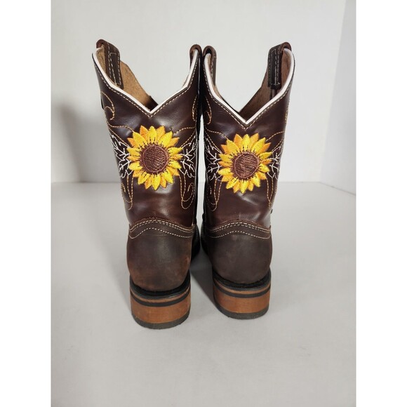 El Carril Genuine Leather Cowgirl Boots Sunflower Embroidered  Size 19.5 Us13.5? - Picture 5 of 8